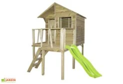 Cabane Enfants En Bois Traité Autoclave Sur Pilotis Victor + Toboggan