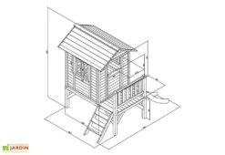 Axi Maisonnette Pour Enfant Bois Lodge XL Rouge + Toboggan -Solid || Axi || EXIT TOYS Soldes Boutique cabane enfant bois lodge xl pilotis