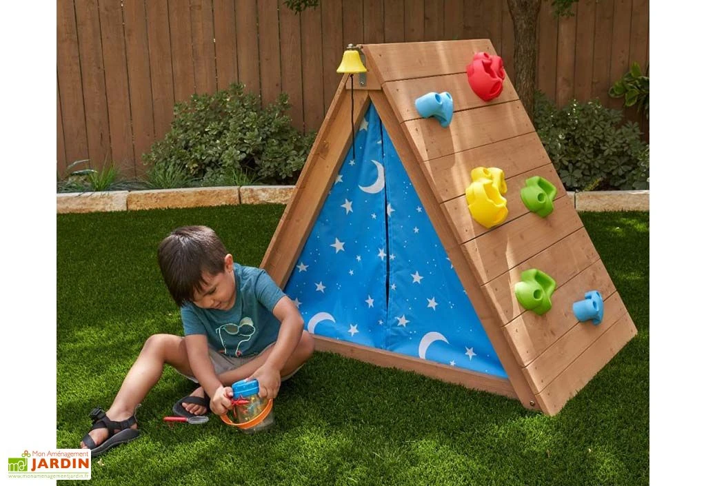 Cabane Pour Enfant Tipi En Bois Et Muret D’escalade Kidkraft 4 Cabane Pour Enfant Tipi En Bois Et Muret D’escalade Kidkraft – Image 2