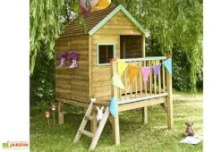 Cabane Maison D’Enfants En Bois Traité Sur Pilotis Winny – 1,5 X 2 M -Solid || Axi || EXIT TOYS Soldes Boutique cabane jardin maison enfants bois brut pilotis 155x175cm 1