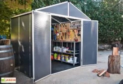 Abri De Jardin En Aluminium Et Polycarbonate 227 Cm – Rubicon Anthracite -Solid || Axi || EXIT TOYS Soldes Boutique cabane jardin polycarbonate rubicon 8x8 canopia palram