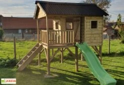 Maison Pour Enfant En Bois Autoclave Avec Toboggan Et Balançoires - Pin -Solid || Axi || EXIT TOYS Soldes Boutique cabane pour enfant sur pilotis en pin traite autoclave 1