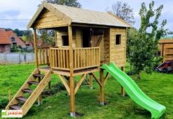 Maison Pour Enfant En Bois Autoclave Avec Toboggan Et Balançoires - Pin -Solid || Axi || EXIT TOYS Soldes Boutique cabane pour enfant sur pilotis en pin traite autoclave 2