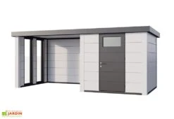 Abri De Jardin En Métal Avec Auvent Vitré Lounge – 12,5 M² -Solid || Axi || EXIT TOYS Soldes Boutique cabanon jardin auvent vitre gauche blanc