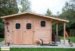 Abri De Jardin En Bois Douglas 28 Mm + Bûcher – 19,65 M² : 4,01 X 4,90 M