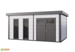 Abri De Jardin En Métal Avec Parois Vitrées Eleganto Plus – 19,3 M² -Solid || Axi || EXIT TOYS Soldes Boutique cabanon jardin metal parois vitrees gris blanc
