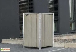 Cache-poubelle Simple En Acier Et Bois De Pin Traité 60 X 63 X 115 Cm -Solid || Axi || EXIT TOYS Soldes Boutique cache poubelle acier pin gris