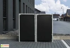 Cache-poubelle Double En Acier Et Composite Aluminium 139 X 80 X 115 Cm -Solid || Axi || EXIT TOYS Soldes Boutique cache poubelle double acier aluminium noir