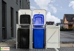 Cache-poubelle Double En Acier Et Composite Aluminium 120 X 63 X 115 Cm -Solid || Axi || EXIT TOYS Soldes Boutique cache poubelle double acier aluminium ouvert