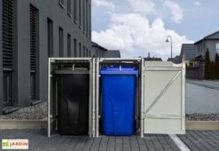 Cache-poubelle Double En Acier Et Composite Aluminium 139 X 80 X 115 Cm -Solid || Axi || EXIT TOYS Soldes Boutique cache poubelle double acier aluminium ouvert 1