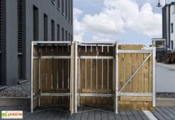 Cache-poubelle Double En Acier Et Bois De Pin Traité 120 X 63 X 115 Cm -Solid || Axi || EXIT TOYS Soldes Boutique cache poubelle double bois ouvert