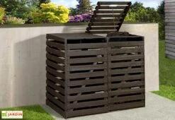 Cache-poubelle Double En Bois De Pin Traité 92 X 148 X 122 Cm -Solid || Axi || EXIT TOYS Soldes Boutique cache poubelle double bois pin anthracite