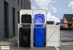 Cache-poubelle Double En Acier Et Composite Aluminium 139 X 80 X 115 Cm -Solid || Axi || EXIT TOYS Soldes Boutique cache poubelle double metal ouvert