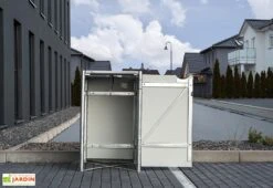 Cache-poubelle Simple En Acier Et Composite Aluminium 69 X 80 X 115 Cm -Solid || Axi || EXIT TOYS Soldes Boutique cache poubelle ouvert acier alu 240l noir