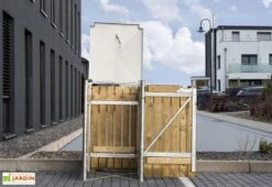 Cache-poubelle Simple En Acier Et Bois De Pin Traité 69 X 80 X 115 Cm -Solid || Axi || EXIT TOYS Soldes Boutique cache poubelle ouvert acier bois naturel