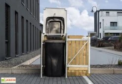 Cache-poubelle Simple En Acier Et Bois De Pin Traité 69 X 80 X 115 Cm -Solid || Axi || EXIT TOYS Soldes Boutique cache poubelle ouvert acier pin naturel