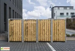 Cache-poubelles En Acier Et Bois De Pin Traité 278 X 80 X 115 Cm