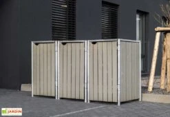 Cache-poubelle Triple En Acier Et Bois De Pin Traité 209 X 80 X 115 Cm -Solid || Axi || EXIT TOYS Soldes Boutique cache poubelle triple acier pin gris