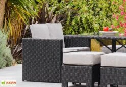 Salon De Jardin 8 Places En Aluminium Et Résine Tressée Océane Noir -Solid || Axi || EXIT TOYS Soldes Boutique canape salon jardin resine tressee