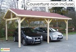 Carport Bois 2 Voitures Pour Tuiles – 5,86 X 3,90 M (sans Couverture) -Solid || Axi || EXIT TOYS Soldes Boutique carport 2 voitures bois ka 4563 bm habrita