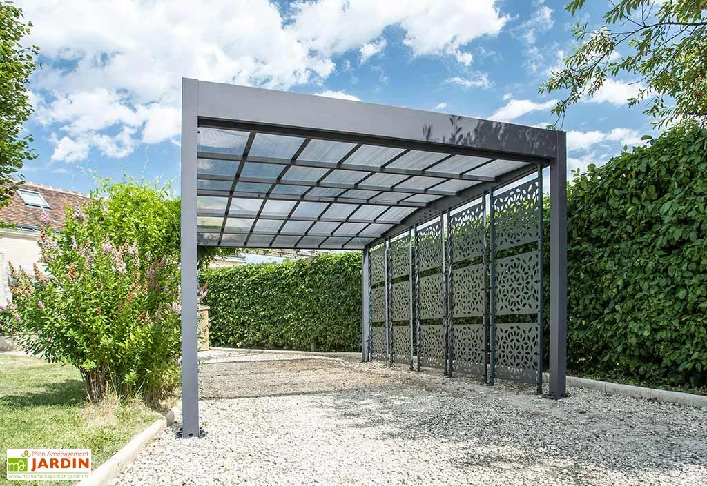 Carport En Aluminium Et Polycarbonate + 5 Brise-Vues Libeccio 16 M² 3 Carport En Aluminium Et Polycarbonate + 5 Brise-Vues Libeccio 16 M²