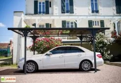 Carport En Aluminium Toit Plat (294x500cm) -Solid || Axi || EXIT TOYS Soldes Boutique carport aluminium polycarbonate toit plat 294x500cm 3