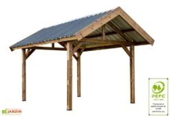 Carport Bois Traité Haute Température 5x3,5m Thurac + Bac Acier -Solid || Axi || EXIT TOYS Soldes Boutique carport bois double pente traite haute temperature 4m thurac bac acier