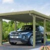 Carport En Bois De Pin Traité Et Toit En Acier Galvanisé – 16,99 M² -Solid || Axi || EXIT TOYS Soldes Boutique carport bois toit acier weka