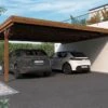 Carport Double Adossé En Bois Traité Avec Couverture Polycarbonate – 30,6 M² -Solid || Axi || EXIT TOYS Soldes Boutique carport double adosse victor 1