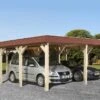 Carport Double En Bois D’épicéa Brut Et Acier Galvanisé 39,75 M² -Solid || Axi || EXIT TOYS Soldes Boutique carport double bois acier galvanise 39m