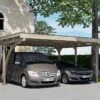 Carport Double En Bois De Pin Traité Et PVC Avec Arc - 25 M² -Solid || Axi || EXIT TOYS Soldes Boutique carport double bois pin arche