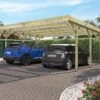 Carport Double En Bois De Pin Traité Avec Couverture En PVC Jean - 30,9 M² -Solid || Axi || EXIT TOYS Soldes Boutique carport double jean 1
