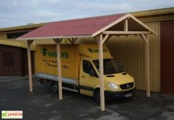 Carport Bois Contrecollé Double Pente 30° 3,5x6m Spécial Camping-Car