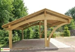 Carport 3 Voitures En Bois Traité Revelatio 3 - 49 M² -Solid || Axi || EXIT TOYS Soldes Boutique carport en bois revelatio triple 3 voitures arche