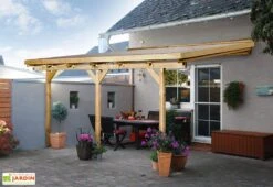 Pergola Bois Adossée Couverte 4x3 Toiture PVC - 424 X 306 Cm -Solid || Axi || EXIT TOYS Soldes Boutique carport pergola bois 3x4 1