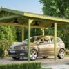 Carport Simple En Bois De Pin Traité Avec Toit Double Pente – 17 M² 2 Carport Simple En Bois De Pin Traité Avec Toit Double Pente – 17 M² -Solid || Axi || EXIT TOYS Soldes Boutique carport simple bois toit double pente