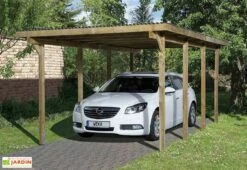 Carport Simple En Bois De Pin Traité Et PVC 606 T2 - 18 M²