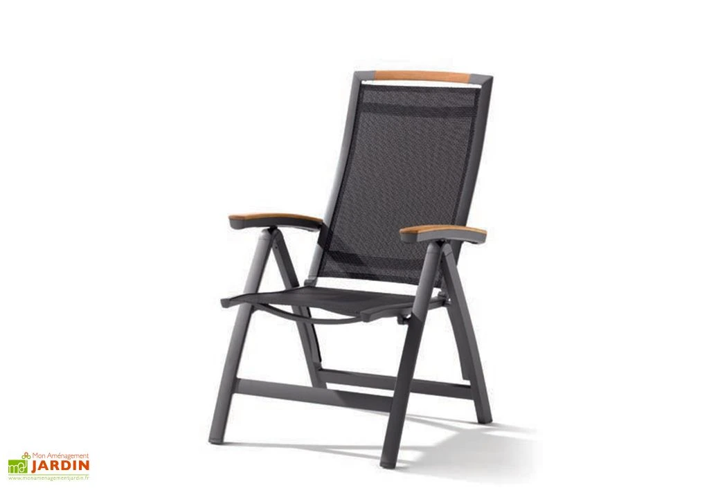 Chaise Jardin Catena Anthracite, Alu+Teck, Pliable 6 Positions (lot 6) 3 Chaise Jardin Catena Anthracite, Alu+Teck, Pliable 6 Positions (lot 6)