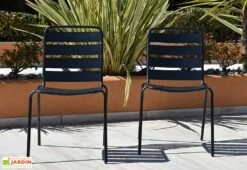 Chaise De Jardin Empilable En Métal Galvanisé Noir Zelie (lot De 4)