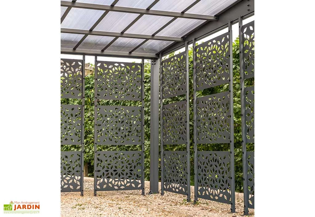 Carport En Aluminium Et Polycarbonate + 5 Brise-Vues Libeccio 16 M² 4 Carport En Aluminium Et Polycarbonate + 5 Brise-Vues Libeccio 16 M² – Image 2