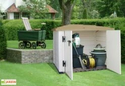 Coffre De Rangement Multifonction En PVC 1100L 122x82x130cm -Solid || Axi || EXIT TOYS Soldes Boutique coffre de rangement en resine taupe 120x80 2