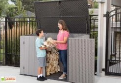 Lifetime Coffre De Rangement Extérieur En Résine Effet Bois - 2407 L -Solid || Axi || EXIT TOYS Soldes Boutique coffre jardin bucher resine lifetime