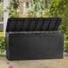 Coffre De Jardin Keter Gris En Résine Tressée – Samoa 270 L -Solid || Axi || EXIT TOYS Soldes Boutique coffre jardin keter resine tressee marron samoa 270l 3