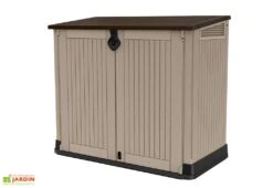 Coffre De Rangement Extérieur En Résine 880 L Avec Couvercle Sur Vérins