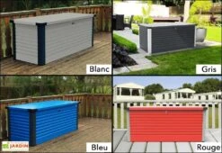 Coffre De Rangement Design En Métal PatioBox 135x78,5x72cm (4 Coloris) -Solid || Axi || EXIT TOYS Soldes Boutique coffre rangement jardin metal acier galvanise trimetals patiobox s 5 2
