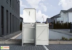 Cache-poubelle Simple En Acier Et Composite Aluminium 60 X 63 X 115 Cm -Solid || Axi || EXIT TOYS Soldes Boutique couvercle poubelle exterieur acier composite aluminium noir