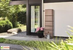 Garantia Récupérateur D'eau De Pluie 300 L Avec Robinet Et Collecteur - Slim -Solid || Axi || EXIT TOYS Soldes Boutique cuve recuperateur eau de pluie decoratif 300 litres marron taupe garantia