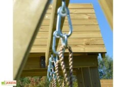 Aire De Jeux En Bois Non Traité Avec Portique Double Et Toboggan - 9,8 M² -Solid || Axi || EXIT TOYS Soldes Boutique detail accroches balancoire portique
