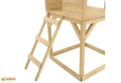 Aire De Jeux En Bois Avec Barre De Pompier Et Toboggan - Treehouse -Solid || Axi || EXIT TOYS Soldes Boutique detail aire jeux bois
