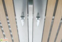 Cache Poubelle Extérieur Double Inox Imitation Bois – 2x 240 Litres -Solid || Axi || EXIT TOYS Soldes Boutique detail poignee cache poubelle westmann wmhhwtc 51